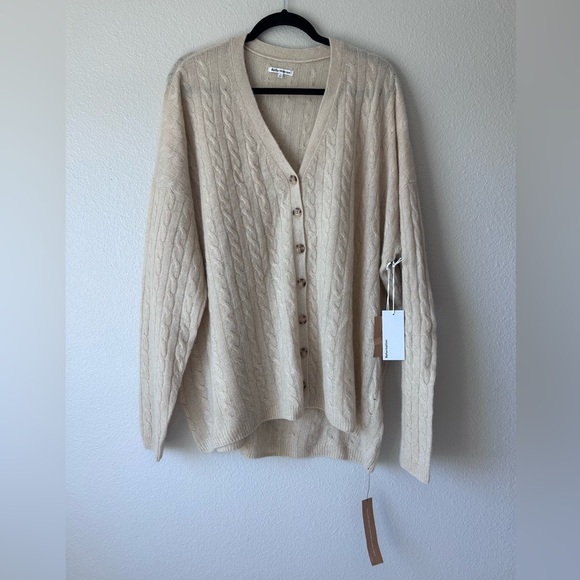 NWT Reformation Giusta Oversized Cashmere Cardigan eco beige large - Picture 4 of 10